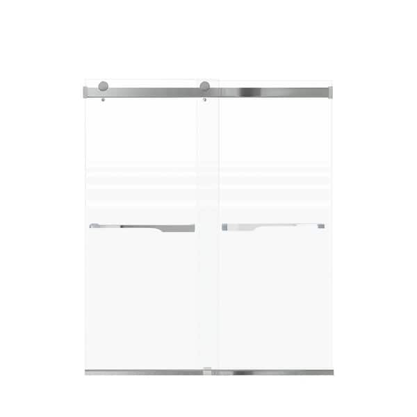 Transolid Brianna 60 in. W x 70 in. H Sliding Frameless Shower Door in Polished Chrome with Frosted Glass
