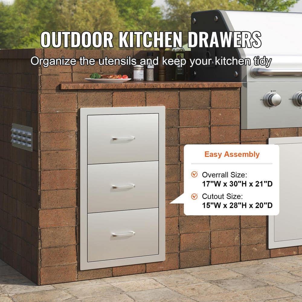 Stainless Steel Outdoor Kitchen Drawers with Paper Towel Holder