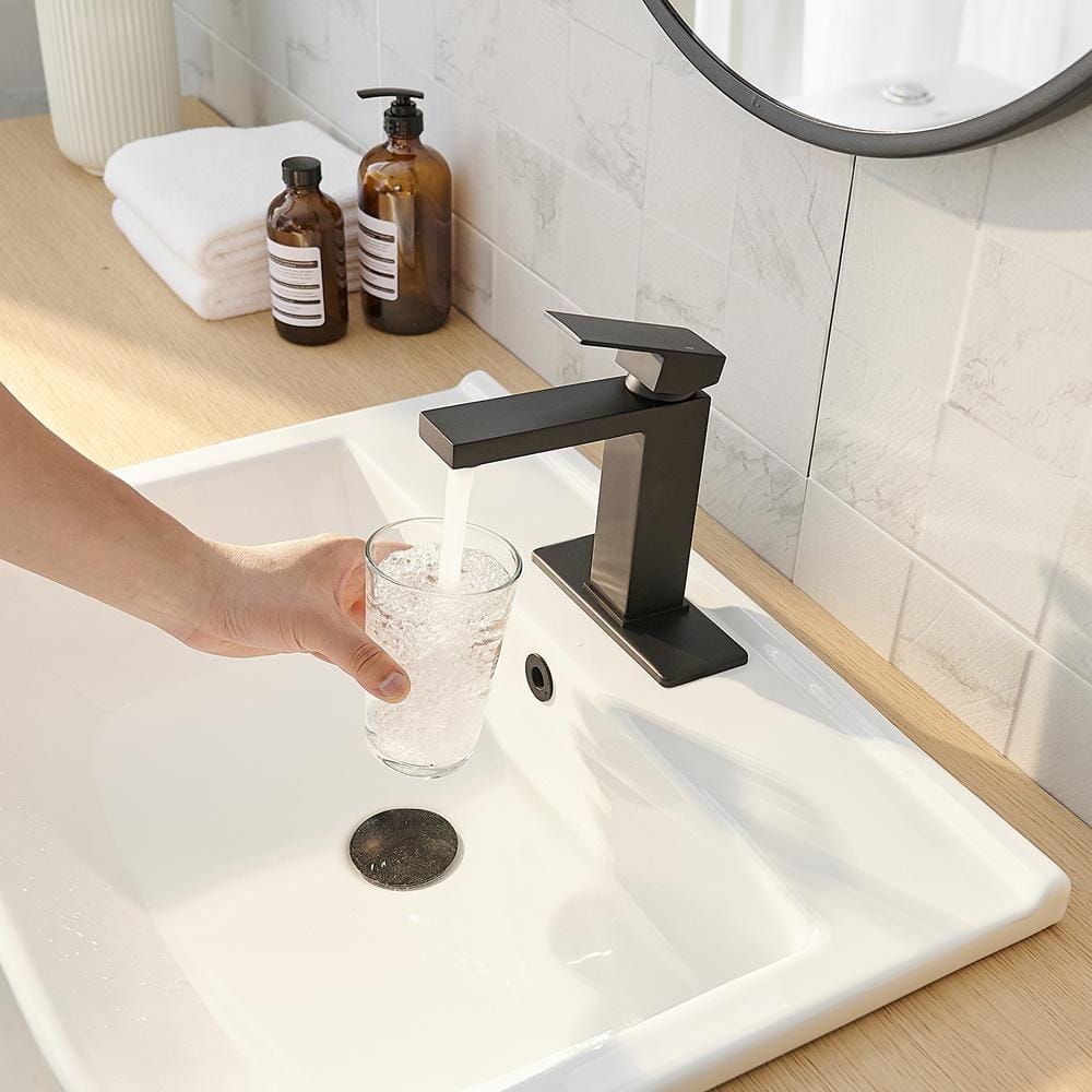 Matte Black Stainless Steel Single Handle Bathroom Faucet