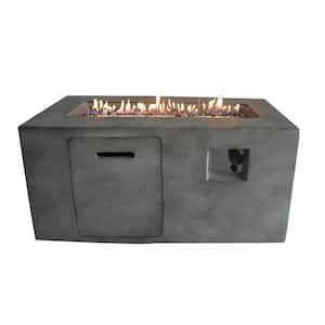 Suzano 41.7 in. x 23.2 in. Rectangular Cement Propane Fire Pit in Gray