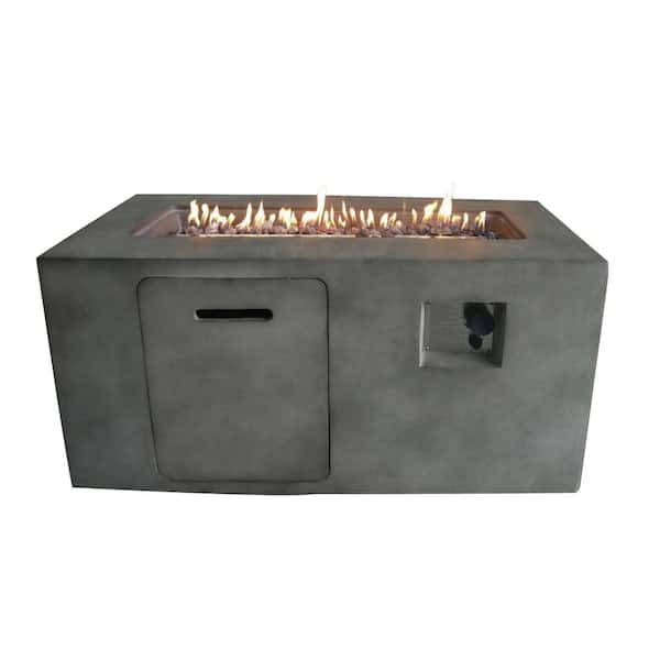Crawford & Burke Suzano 41.7 in. x 23.2 in. Rectangular Cement Propane Fire Pit in Gray