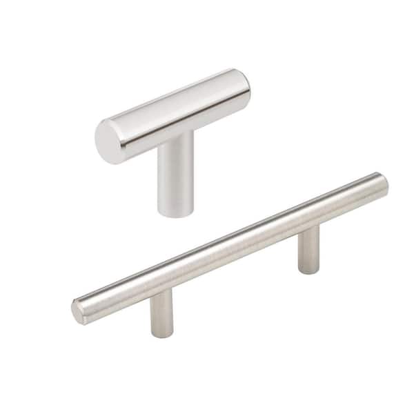 Washington Collection Brushed Nickel Cabinet Hardware Combo: 1-9/16 in. Knob and 3 in. Bar Pull