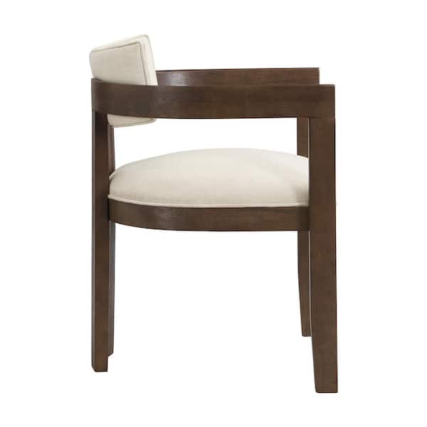Derrian Modern 9-Piece MDF Wood Top Dining Table Set with Upholstered Chairs, Walnut Plus Beige, Seats 8