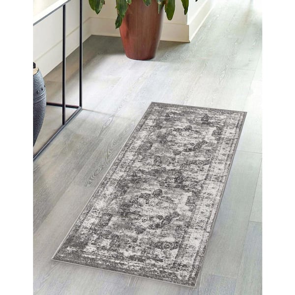 Sofia Salle Garnier Gray 2 ft. x 8 ft. Area Rug
