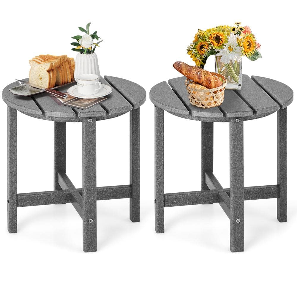 Set of 2 18 in. Round HDPE Adirondack Side Tables with Slatted Tops and 110 lb. Capacity, Gray price history on PriceWatchPro