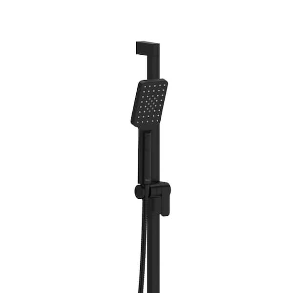 RIOBEL 2-Spray Rectangle Wall Bar with Hand Shower in Black (Valve Included)