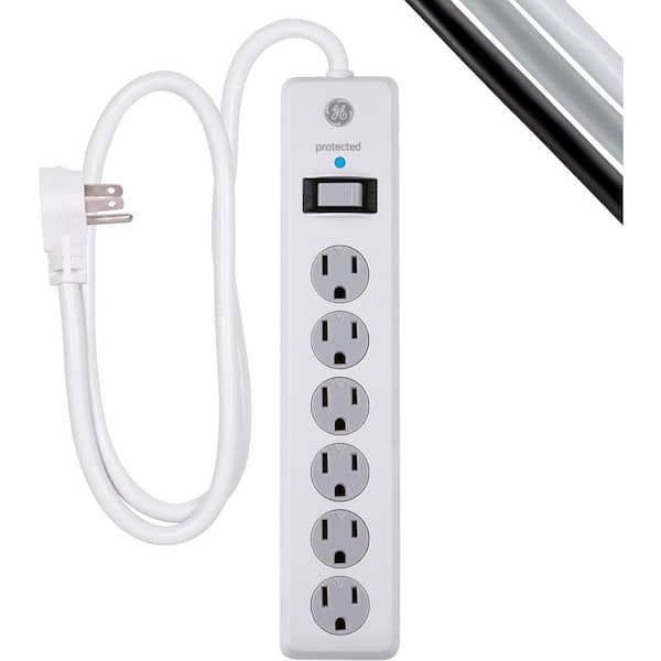 Lukyamzn 6-Outlet Surge Protector with 4 ft. Extension Cord and 800 Joules, Twist-to-Close Safety Cover in White