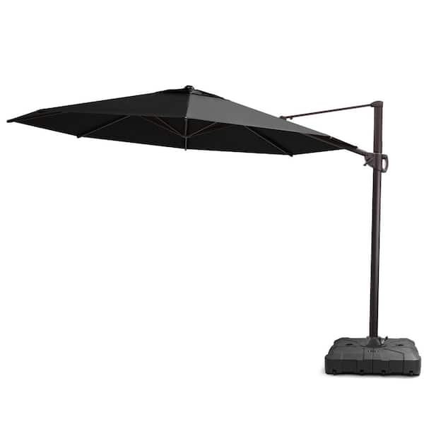 Pellebant 12.5 ft. Round Outdoor 360° Rotation Cantilever Patio Umbrella in Black with Base Included