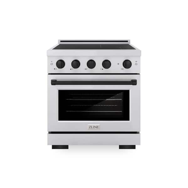 Autograph 30 in. 4.2 cu. ft. Paramount Induction Range with 4 Element Cooktop in Stainless Steel with Matte Black Accent