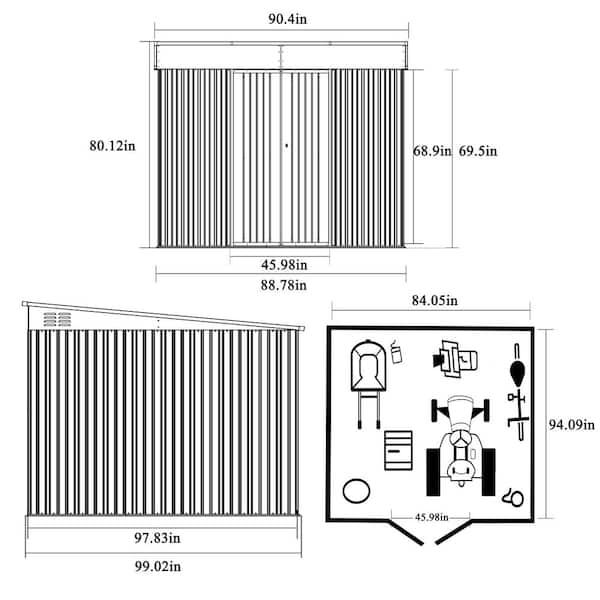 VEIKOUS 7 ft. W x 8 ft. D Metal Shed Outdoor Storage Shed with