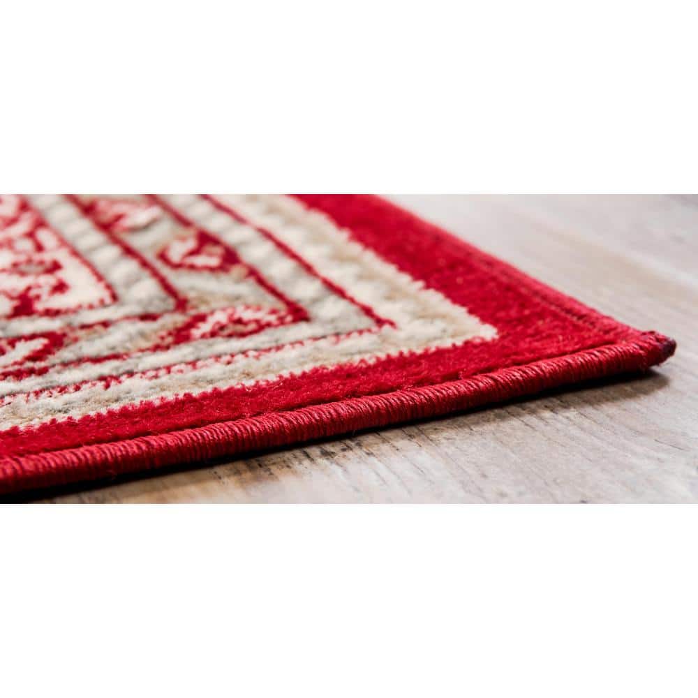 Red and Ivory Braided Synthetic 6' x 9' Rectangular Area Rug