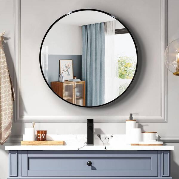 36 in. W x 36 in. H Round Aluminium Framed Wall Bathroom