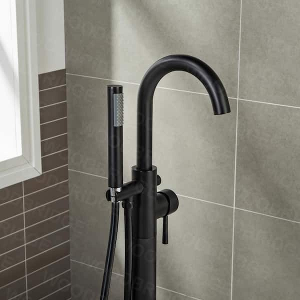 Woodbridge Frankfurt Matte Black 1-handle Freestanding Swivel Bathtub  Faucet with Hand Shower