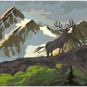 Falkirk Dandy Brown, Green, White Deer, Bear, Mountains Nature Peel and Stick Wallpaper Border