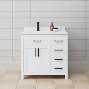 Beckett 36 in. W x 22 in. D x 35 in. H Single Sink Bathroom Vanity in White with White Cultured Marble Top