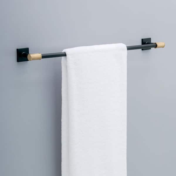 Averland 24 in. Wall Mounted Towel Bar Bath Hardware Accessory in Matte Black and Champagne Bronze