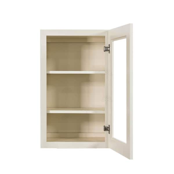 LIFEART CABINETRY Princeton Assembled 15 in. x 30 in. x 12 in. Wall Mullion Door Cabinet with 1-Door 2-Shelves in Off-White