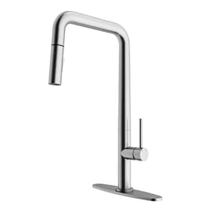 Parsons Pull-Down Sprayer Kitchen Faucet Set with Deck Plate in Stainless Steel