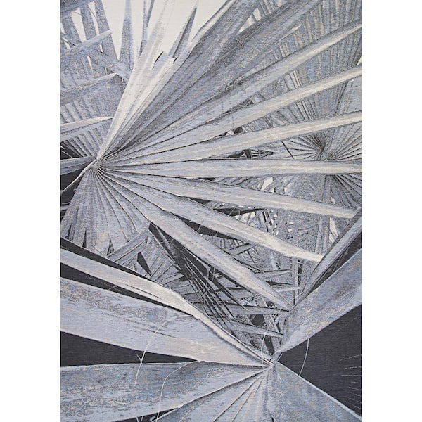Couristan Dolce Kalamiaris Palms Silver 5 ft. x 8 ft. Indoor/Outdoor Area Rug