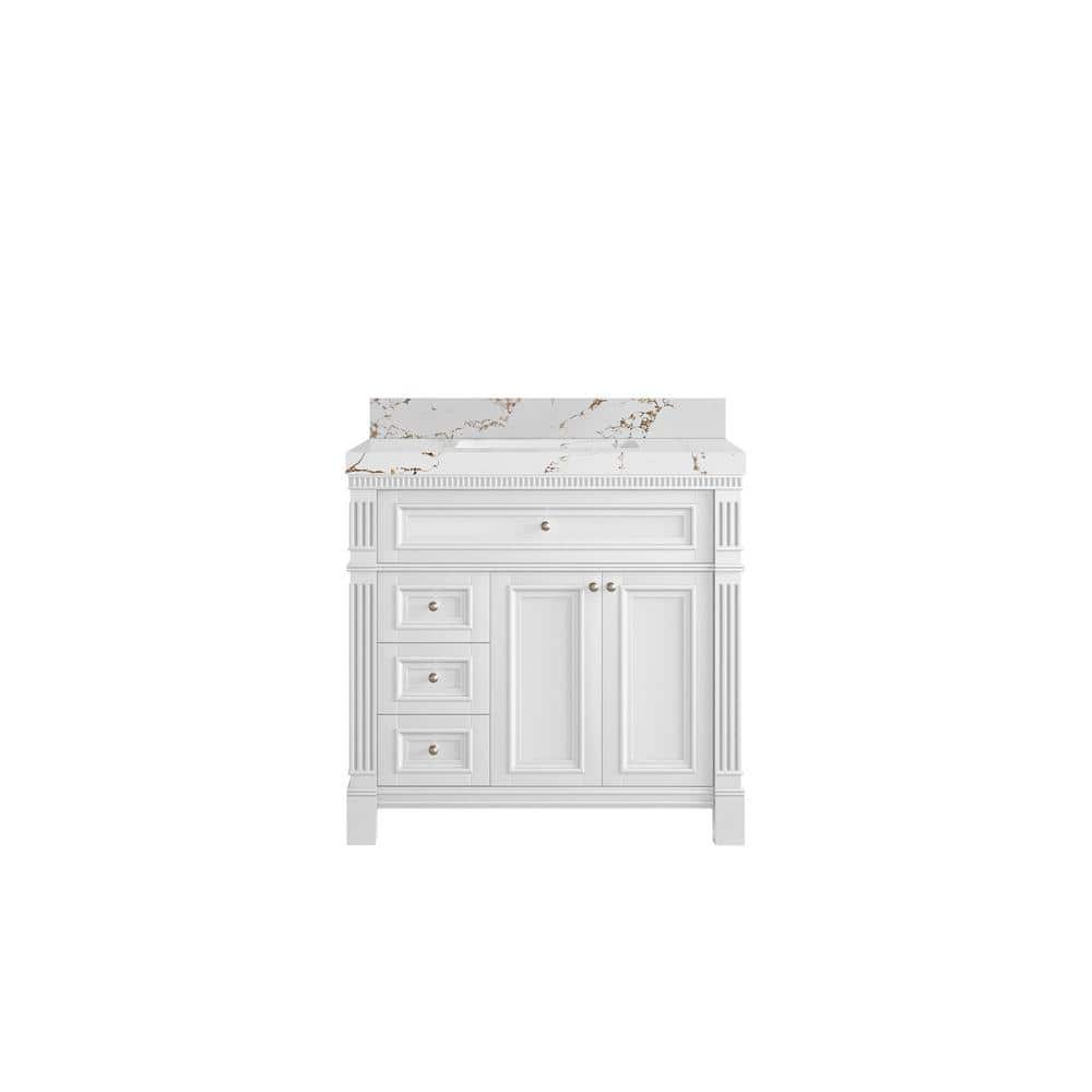 Paris 36 in. W x 22 in. D x 36 in. H Single Sink Bath Vanity Center in White with 2 in. Viola Brown qt. Top price history on PriceWatchPro