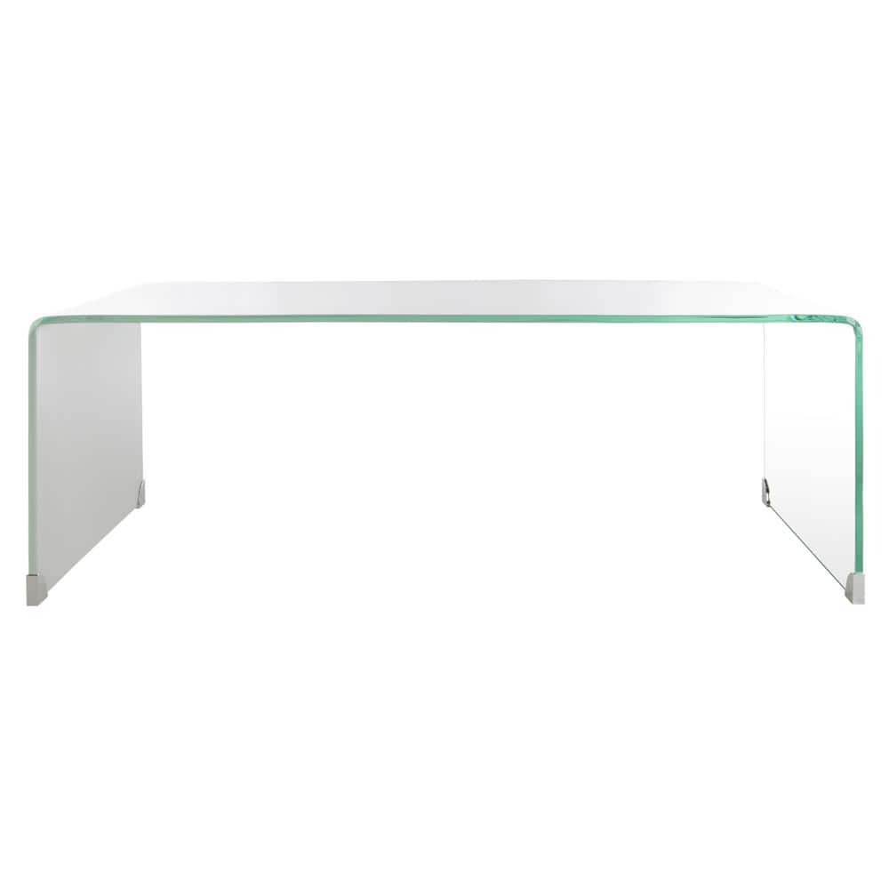 Crysta 47'' Clear to White Ombre Glass Rectangular Coffee Table