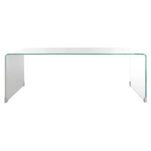 Crysta 48 in. Clear/White Large Rectangle Glass Coffee Table