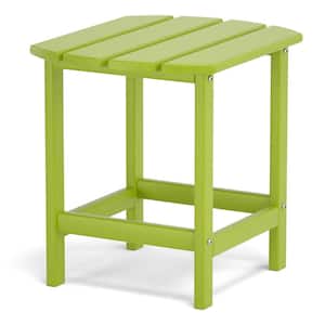 Lemon Green Adirondack Outdoor Side Table, HDPE Plastic End Tables for Patio