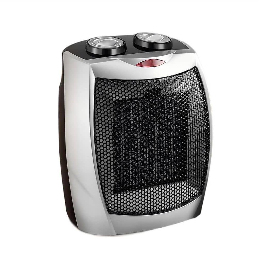 R.W.FLAME 1,500-Watt Compact Indoor Small Ceramic Electric Heater with Adjustable Thermostat, Sliver