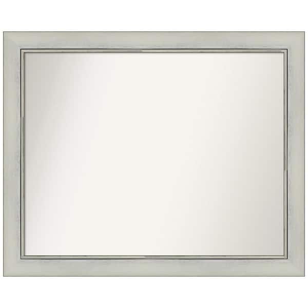 Amanti Art Flair Silver Patina 32 in. W x 26 in. H Rectangle Non-Beveled Framed Wall Mirror in Silver
