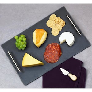 Slate Place Mats x4 Natural Grey Slate Serving Platters Cheese Board Anti Slip 