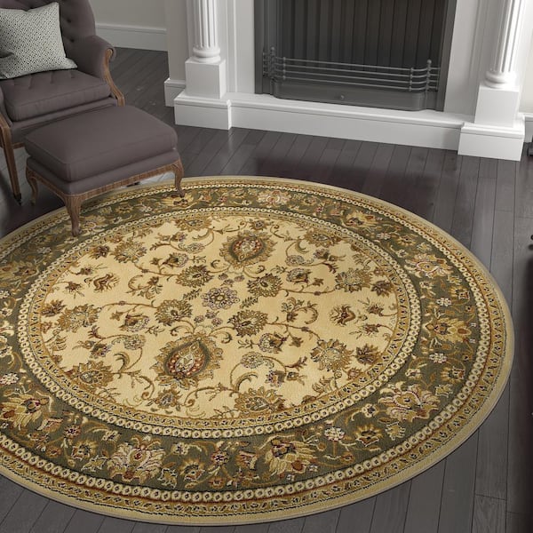Sensation Border Ivory 6 ft. Round Indoor Area Rug