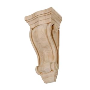 8-1/4 in. x 3-3/4 in. x 2-5/8 in. Unfinished Small North American Solid Alder Classic Traditional Plain Wood Corbel