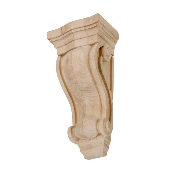 American Pro Decor 8-1/4 in. x 3-3/4 in. x 2-5/8 in. Unfinished Small North American Solid Alder Classic Traditional Plain Wood Corbel