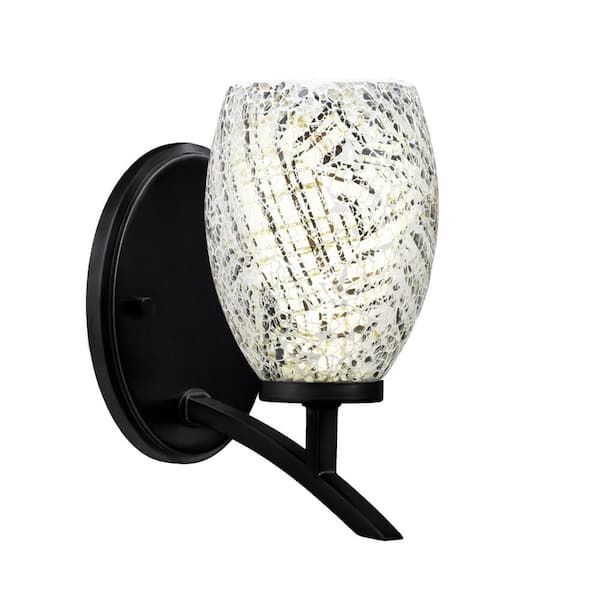Unbranded Siena 5 in.1-Light Matte Black Sconce with 5 in. Natural Fusion Glass Shade No Bulb Included