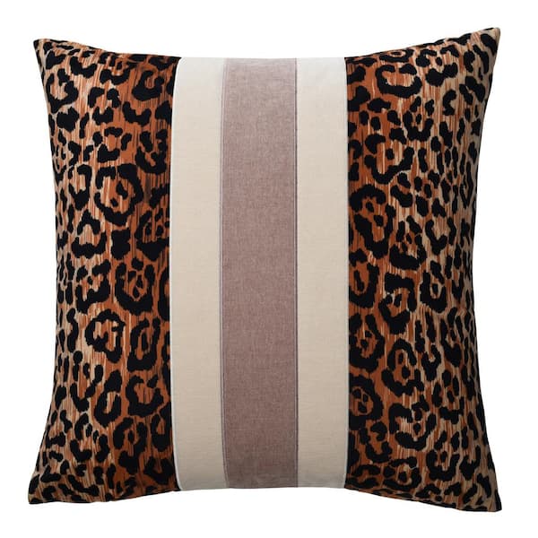 StyleCraft Jaguar Print Solid Cotton 24 in. x 24 in. Throw Pillow