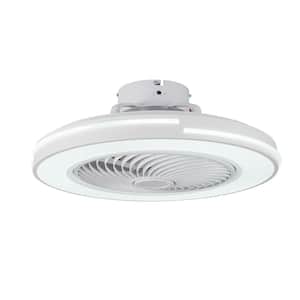 20 in. White Modern Indoor Integrated LED Round Ceiling Fan with Remote Control 6 Speeds