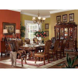 Danielle Antique Wood 46 in Double Pedestal Dining Table (Seats 6)