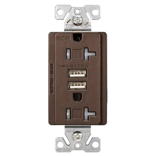 Eaton 20 Amp USB Charger with Duplex Receptacle, Oil Rubbed Bronze