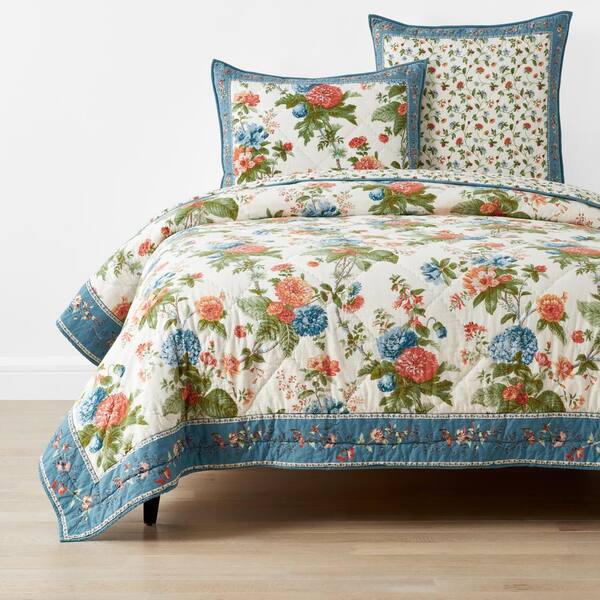 The Company Store Company Cotton Aster Reversible Multi Blue/White Twin Cotton Quilt
