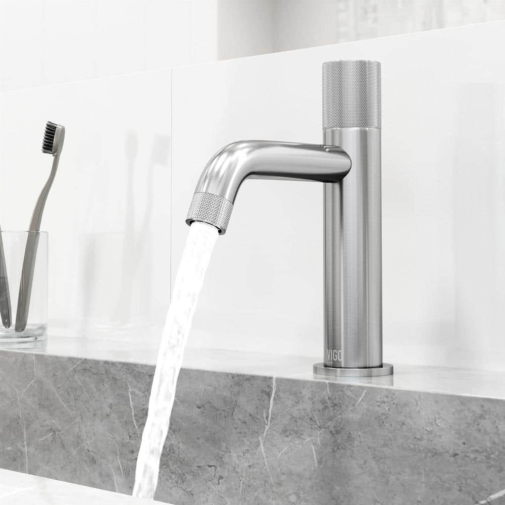 Apollo Brushed Nickel Single Hole Bathroom Faucet with High-Arc Spout