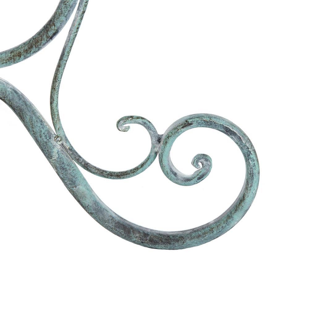 Ashlan Antique Dark Green Iron Bird Bath with Sculpted Bird