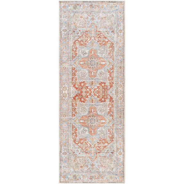 Alexandria Dark Brown Traditional 3 ft. x 7 ft. Indoor Machine-Washable Runner Rug