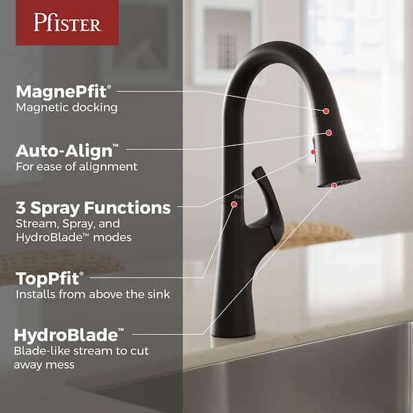Talega Single Handle Pull Down Sprayer Kitchen Faucet in Matte Black