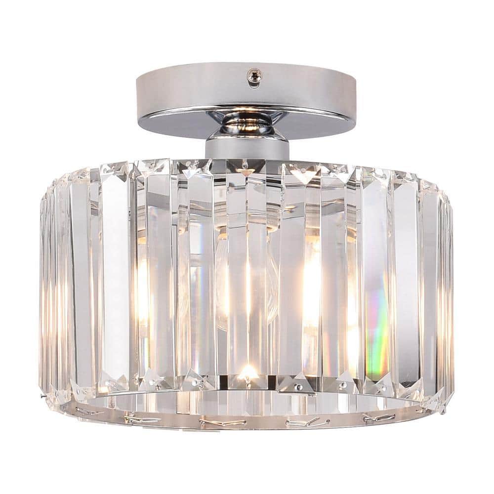 OUKANING 8.26 in. 1 Light Silver Modern Semi-Flush Mount Ceiling