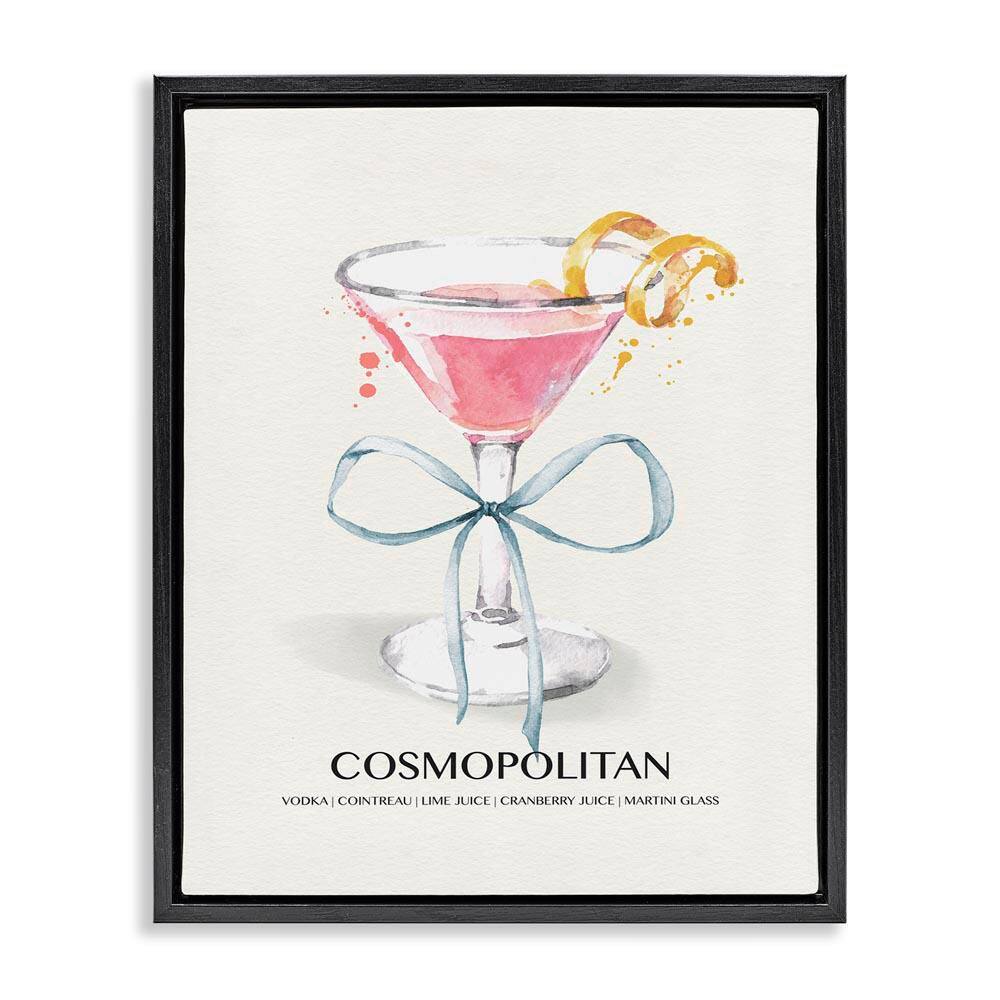 Pastel Cocktail with Bow by Susan Jill Black Floater Frame Food Graphic Art Print 21 in. x 17 in. price history on PriceWatchPro