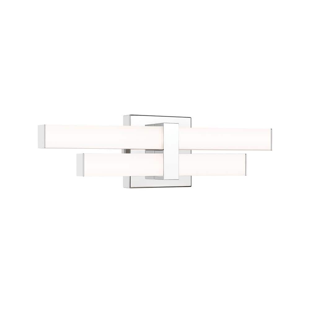 Zane 18 in. 2-Light Chrome Integrated LED Vanity Light with Frosted Plastic