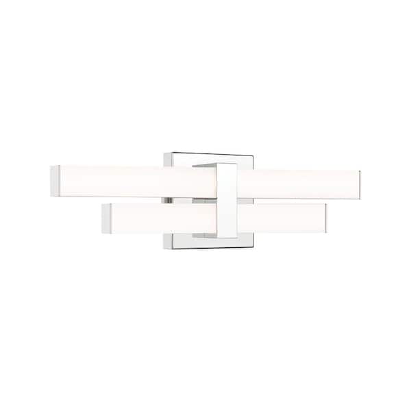 Unbranded Zane 18 in. 2-Light Chrome Integrated LED Vanity Light with Frosted Plastic Shade