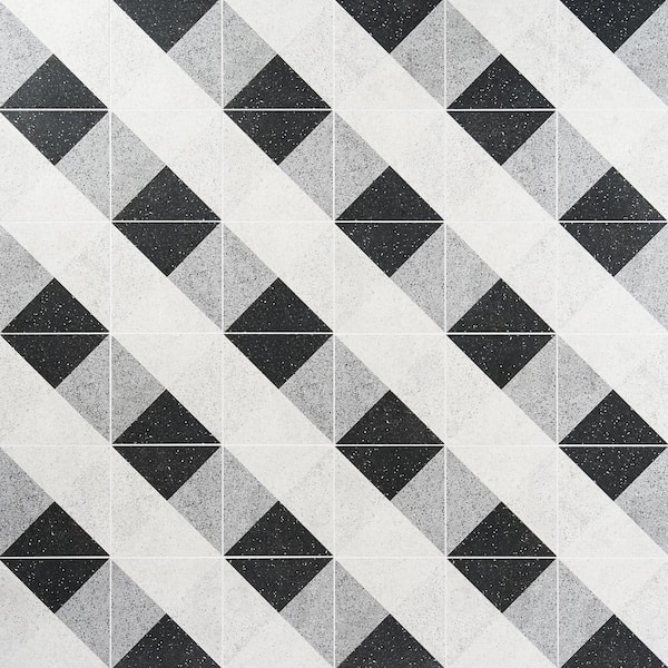 Ivy Hill Tile Elizabeth Sutton Cameo Terrazzo Deco Grigio 7.87 in. x 7.87 in. Porcelain Floor and Wall Tile (10.76 sq. ft./Case)