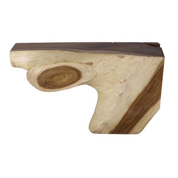Benjara 66.9 in. Brown, Beige Specialty Organic Wooden Console Table with Organic Shape and Suar Wood Frame