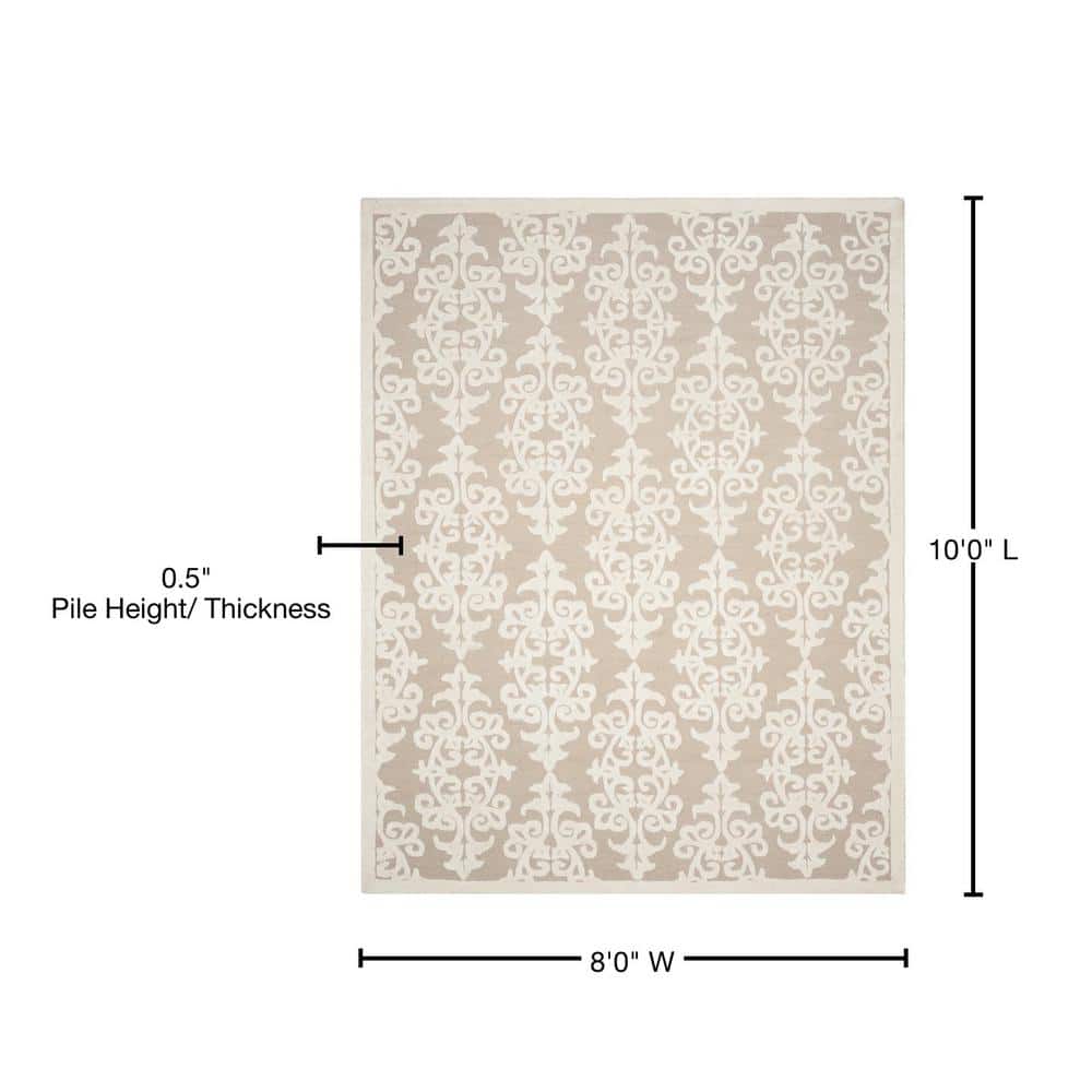Ivory Elegance 8' x 10' Hand-Tufted Wool and Viscose Area Rug